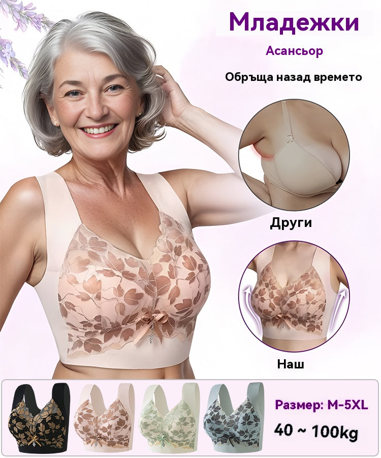 💌🌈【3 sztuki】【M-4XL】Biustonosz koronkowy w dużym rozmiarze bez stalowych kółek, luksusowy, piękny, seksowny biustonosz z tyłu