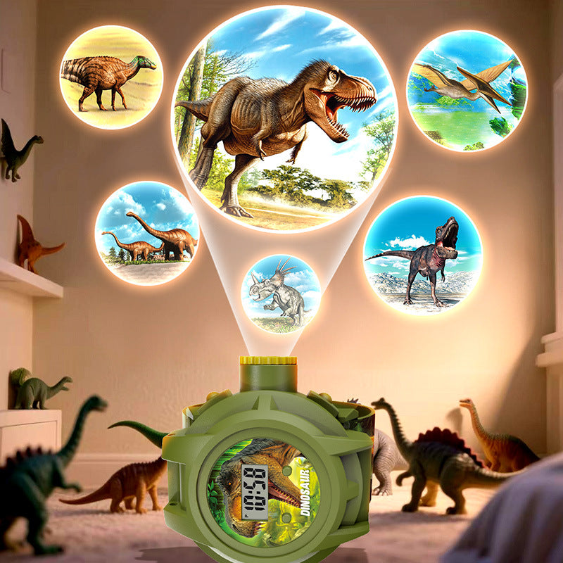 🦖Проекционен часовник с динозаври за деца, 24 динамични проекции + 🕰️Научете се да разпознавате времето