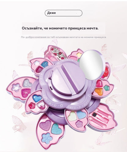 👸💄Детски въртящ се козметичен комплект с флорален мотив, играчки за грим, аксесоари за принцеси, коледни подаръци
